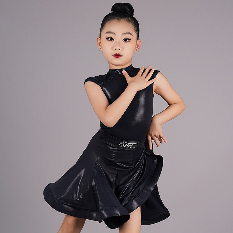 Vestido de competición de baile latino para niños y niñas, traje sin mangas elástico, ropa de actuación para práctica de baile Cha Rumba, NV20347