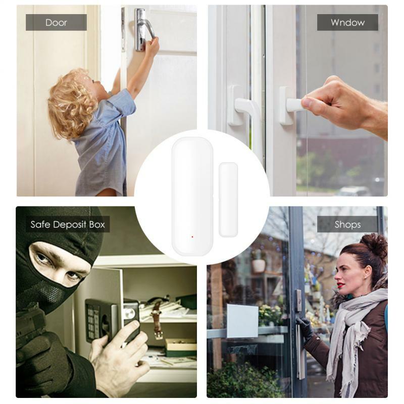 Tuya Smart Home-Sensor de puerta con WiFi, Alarma para ventana, detectores abiertos/cerrados, protección de seguridad, voz de vida inteligente para Alexa y Google