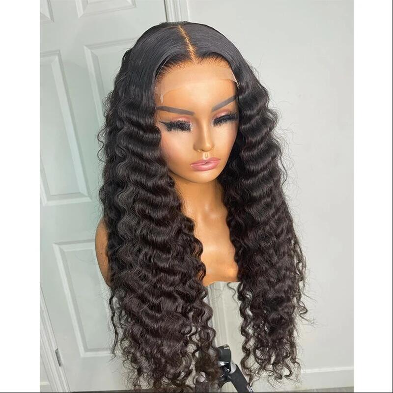Long Soft 26“ Deep Kinky 180Density Lace Front Wig For Black Women BabyHair Black Glueless Preplucked Heat Resistant Daily Wig