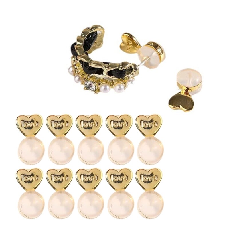 20Pcs Stylish Heart shaped Earring Helpers Convenient Ear Assistants Practical Silicone Earring Lifters Unique Earring Back