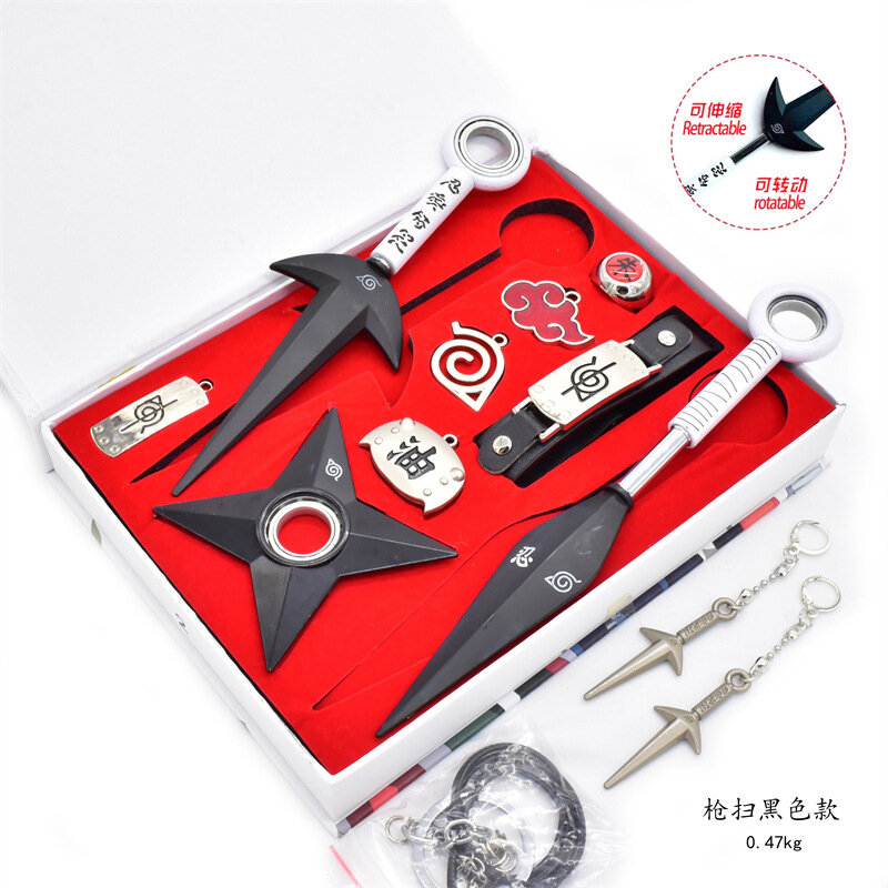 Japans Anime Wapen Model Kuani Asuma Shuriken Samurai Katana Ninja Zwaard Echt Staal Sleutelhanger Ring Armband Cadeau Speelgoed Voor Kind