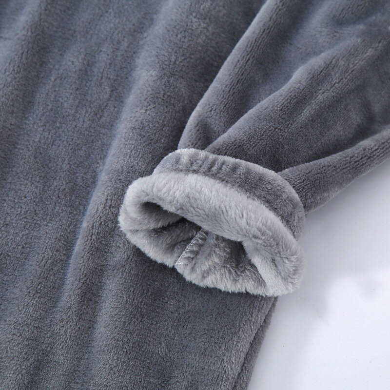Pijama de franela de talla grande para hombre, ropa de dormir cálida, de manga larga, informal, para el hogar, para invierno, L-3Xl