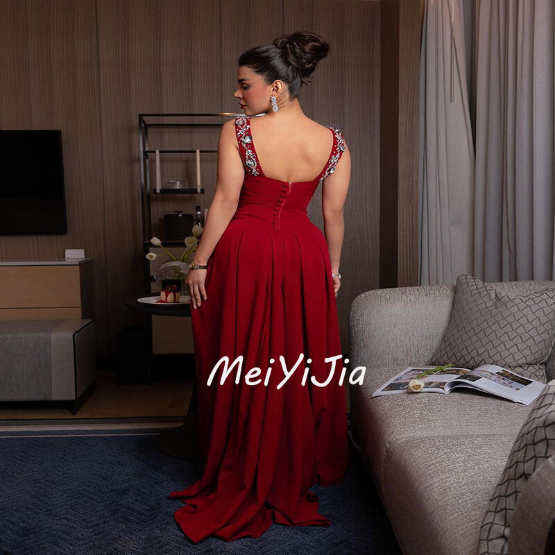 Meiyijia  Evening Dress Saudi Ruffle Elegant Beaded Fashion Floor-Length  Arabia  Sexy Evening Birthday Club Outfits Summer 2024