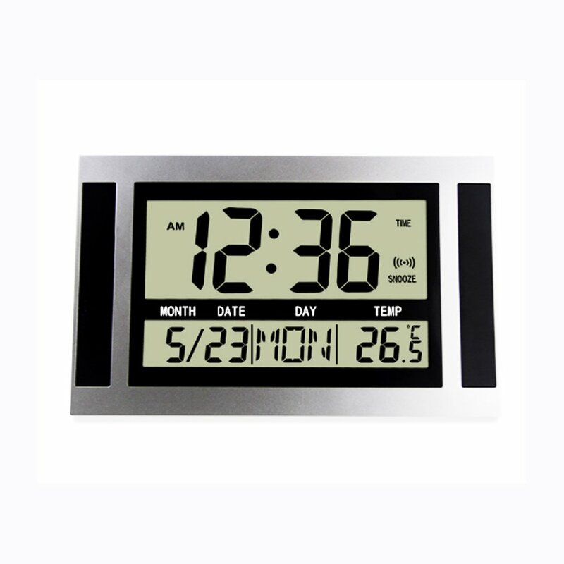 Digital Desk Wall Alarm Clock with Thermometer & Calendar LCD Screen H110