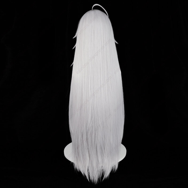 Anime grabasista peruka do Cosplay 90cm długie srebrne peruki odporne na ciepło syntetyczne impreza z okazji Halloween do włosów