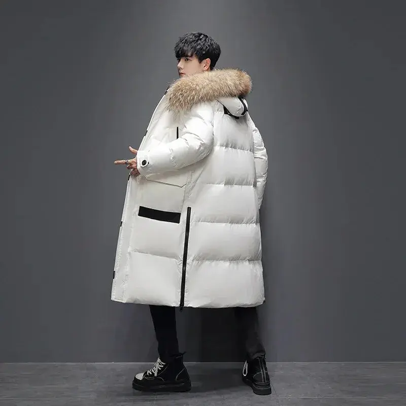 2024 Winter Corduroy Men Medium Length Snap Button Trendy Thick Couple Top Clothing Outdoor Coat Men