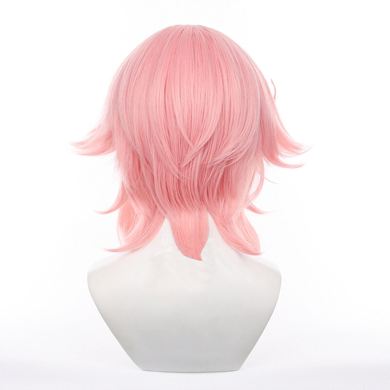 Wig Cosplay Game Genshin Impact, Wig Dori panjang Pink 50cm rambut tahan panas gadis pesta Halloween wanita Cosplay