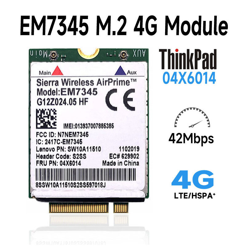 Tarjeta de banda ancha móvil EM7345 4G LTE / HSPA +, módulo WWAN 4G 04X6014 para Lenovo Thinkpad T440 W540 T440P X240 L540 X250