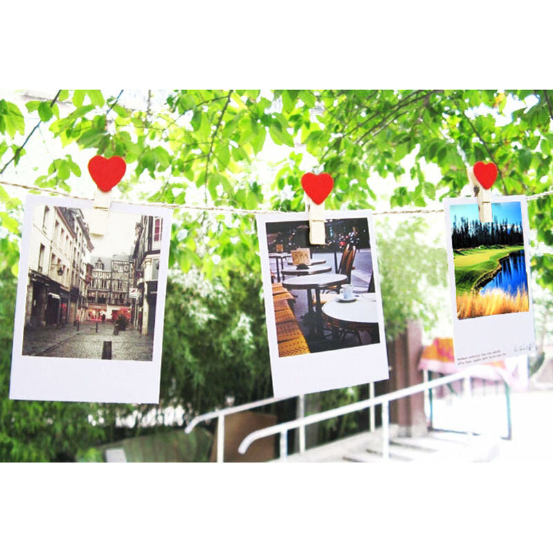 Clips en bois colorés en forme de cœur d'amour, 35x7mm, 20 pièces, pour photos, mémo, papier, épingle, artisanat, décoration de maison, fête de mariage, noël