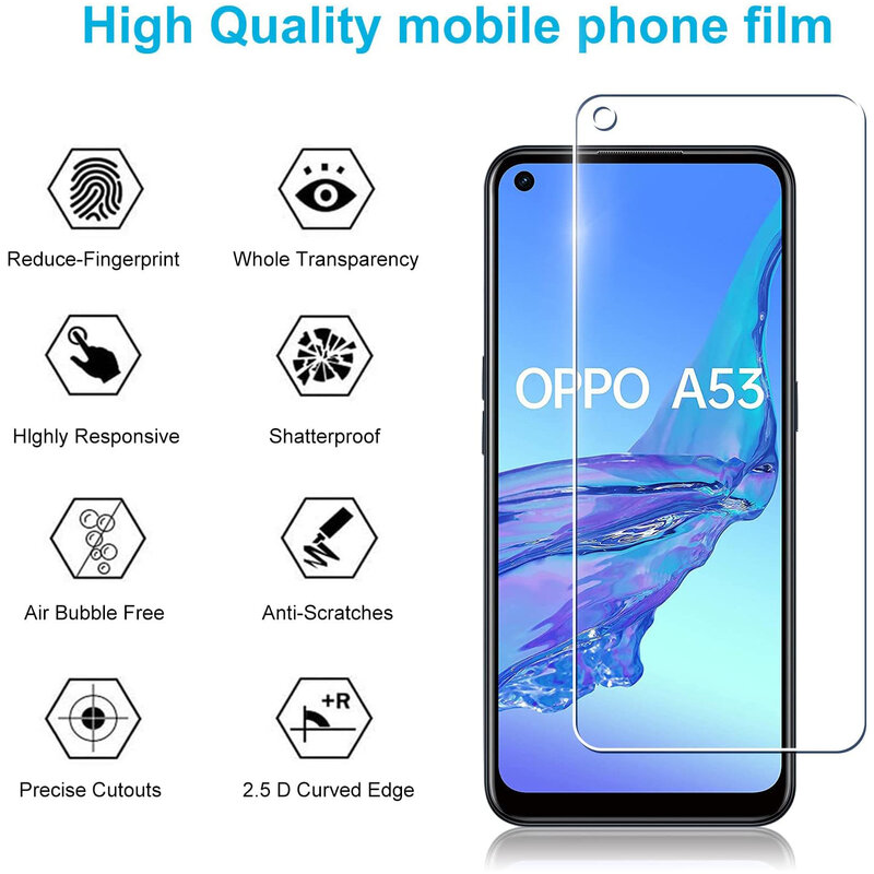 2/4Pcs Tempered Glass For OPPO A53S A53 Screen Protector Glass