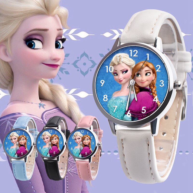 Disney Bevroren Sneeuw Prinses Elsa Kids Watches Meisjes Kinderen Kijken Jongens Cadeau Klok Vrouwen Sport Pols Relogio Feminino