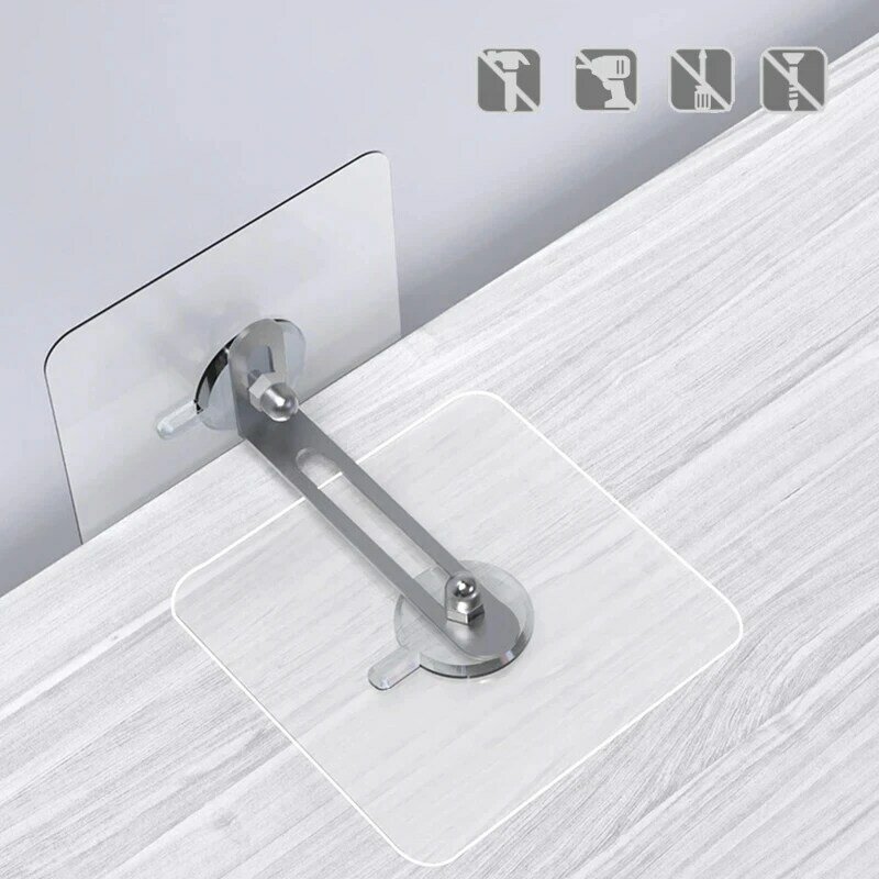 2PCS Strong Self-adhesive Bookshelf Shoe Cabinet Wardrobe Wall Bracket Fixed Patch For Child Protection No Punching To Prevent