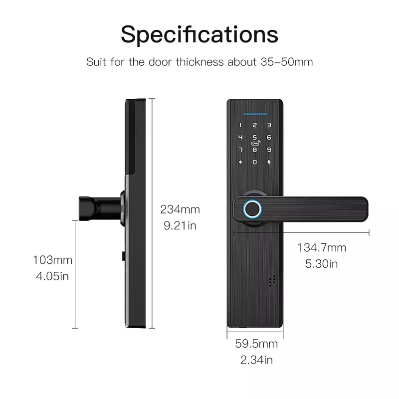 MOES Tuya WiFi Multiple Unlocking Fingerprint Lock, Security Intelligent Smart Lock With Smart Life APP Password RFID Door Lock