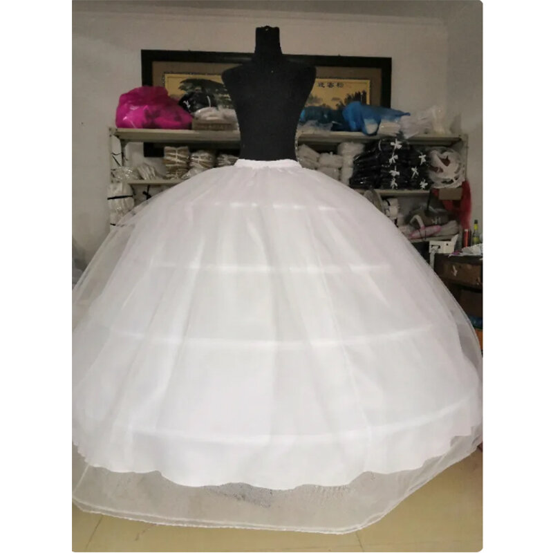 New Hot Sell 4 Hoops Big White Petticoat Super Fluffy Crinoline Slip Underskirt For Wedding Dress Bridal Gown In Stock