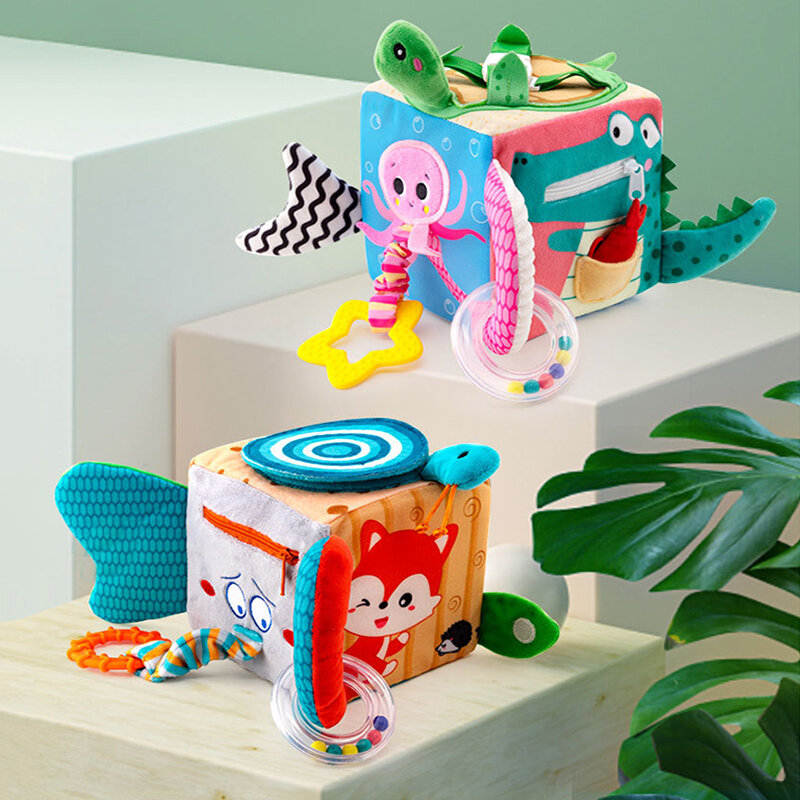 6-сторонняя игрушка-кубик искусственная кожа, игрушки, мягкие детские плюшевые погремушки, мобильные игрушки для детей 0-12 месяцев, развивающая игрушка