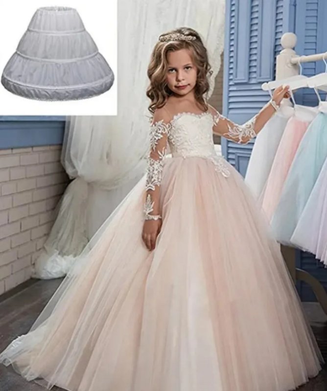 3 Lingkaran Cancan Anak Perempuan Bunga Rok Crinoline Underskirt Aksesoris Pernikahan untuk Gaun Gadis Bunga