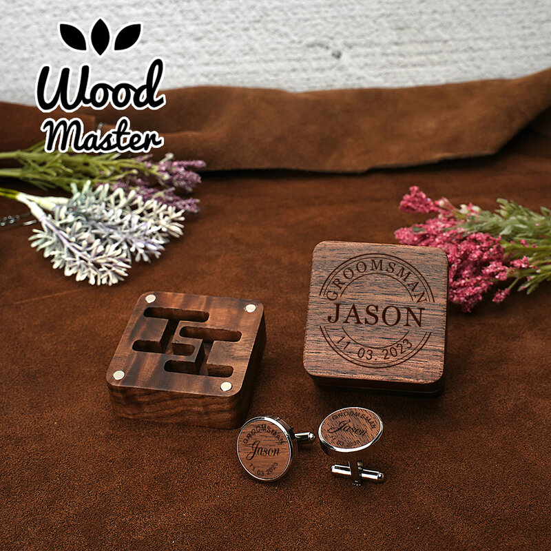 Abotoaduras de madeira personalizadas para padrinhos, Presente personalizado para ele, Presente para o pai, despedida de solteiro, Presente proposta