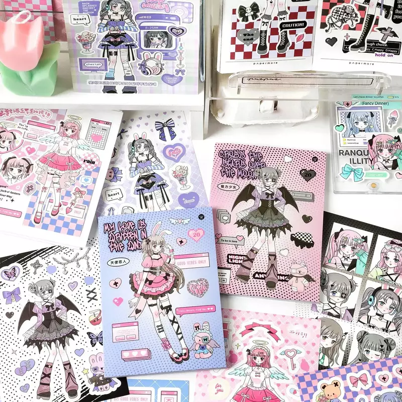 Kawaii adesivos para scrapbook, scrapbooking suprimentos, planejador diário, artesanato decorativo de papelaria, para meninas, 20pcs