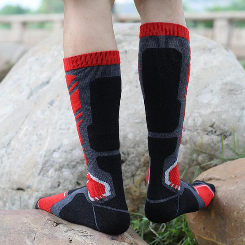 Skiing Socks 1 Pair Casual Moisture Absorption Shockproof  Male Female High Elastic Thermal Ski Socks for Cold Weather