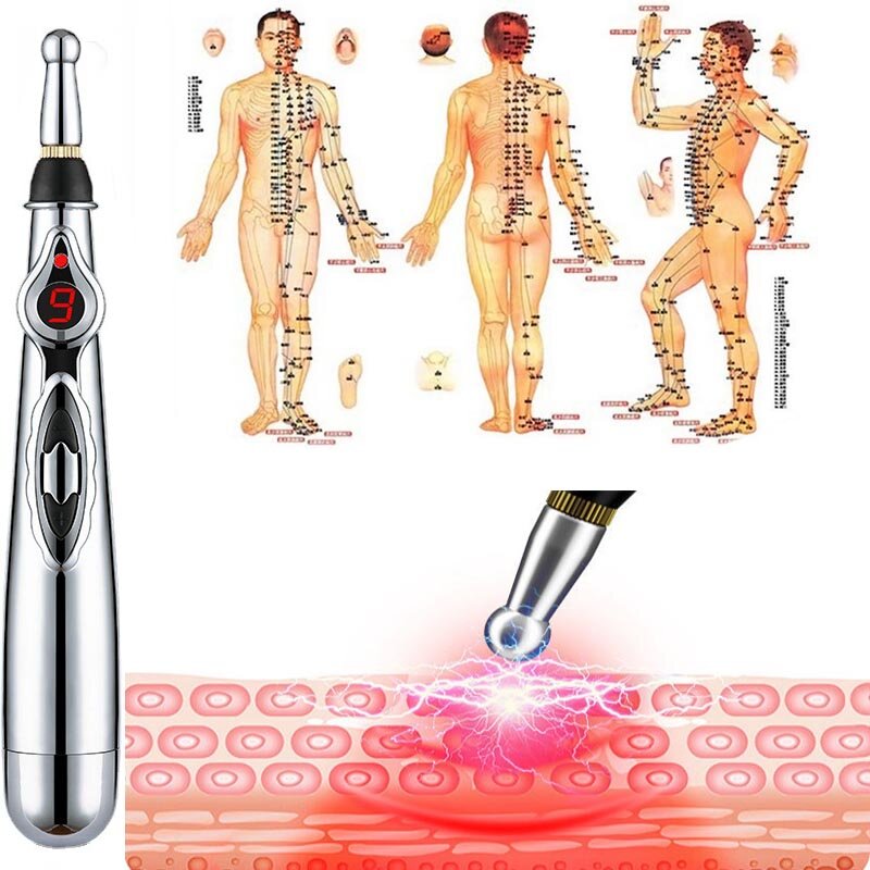 Dez acupuntura terapia máquina corpo pulso muscular pescoço massageador acupuntura caneta laser meridiano energia corpo perna massagem ferramentas