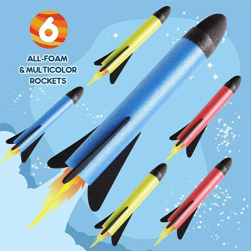 Peluncur Pompa Kaki Roket Udara Anak Mainan Roket Melonjak Udara Ditekan Luar Ruangan Set Mainan Anak Mainan Permainan Olahraga Lompat untuk Anak-anak