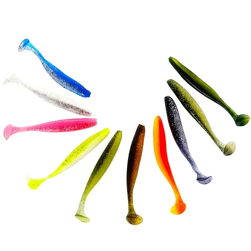 10pcs Fishing Soft Worm Lure for Pike Perch Sea Silicone Bait Bass Swimbait Wobblers Artificial Shiner Shad Trout Salt Supplies