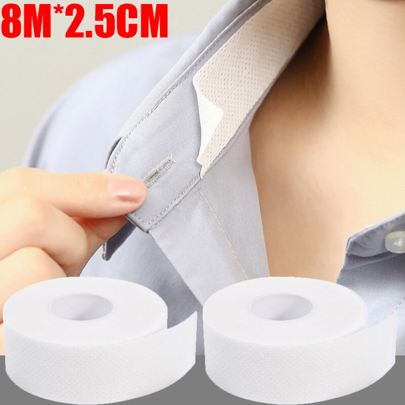 Disposable Self-Adhesive Collar sticker Women Men Absorbent Anti-dirt T-shirt Collar Sticker Protector Neck Liner Pads 8M*2.CM