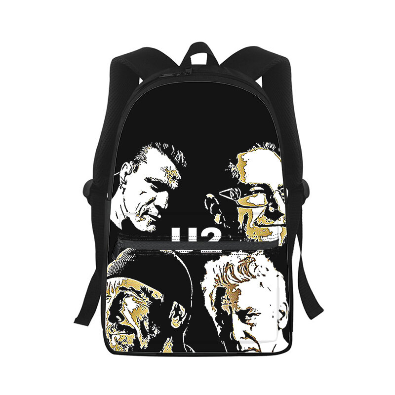 U2-男性と女性のための3Dプリント付きのファッショナブルなバックパック,学生のためのファッショナブルなランドセル,ラップトップバッグ