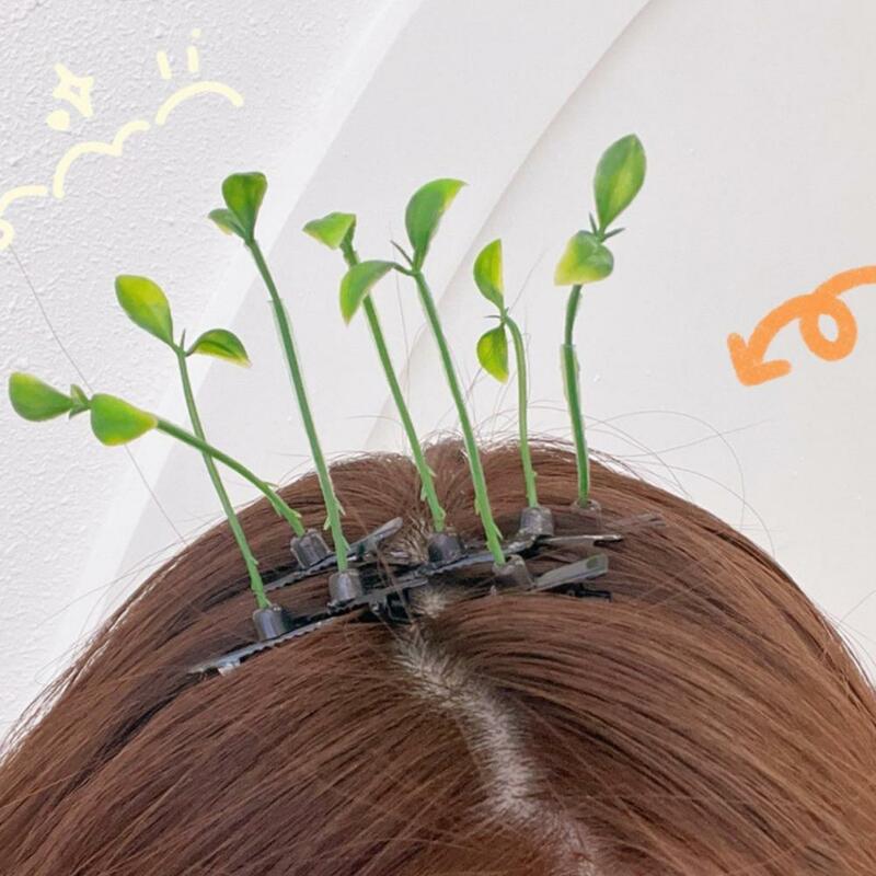 Funny Grass Hair Clips Bean Sprout Hair Pins Bean Sprout Flower Plant Hair Clip Barrette Plant Grass Hairpin Styling Accessories