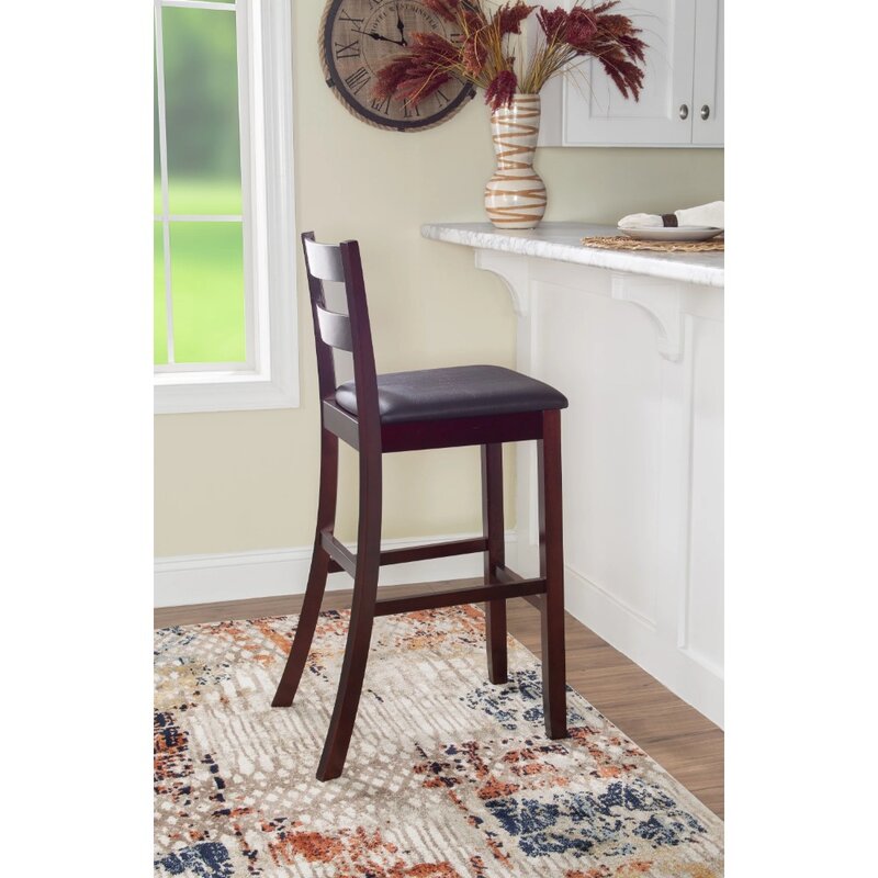 เก้าอี้บาร์ linon triena สีน้ำตาลเข้มสูง30 "ที่นั่งจำเป็นต้องประกอบทนทานออกแบบอย่างสวยงามและมีสไตล์