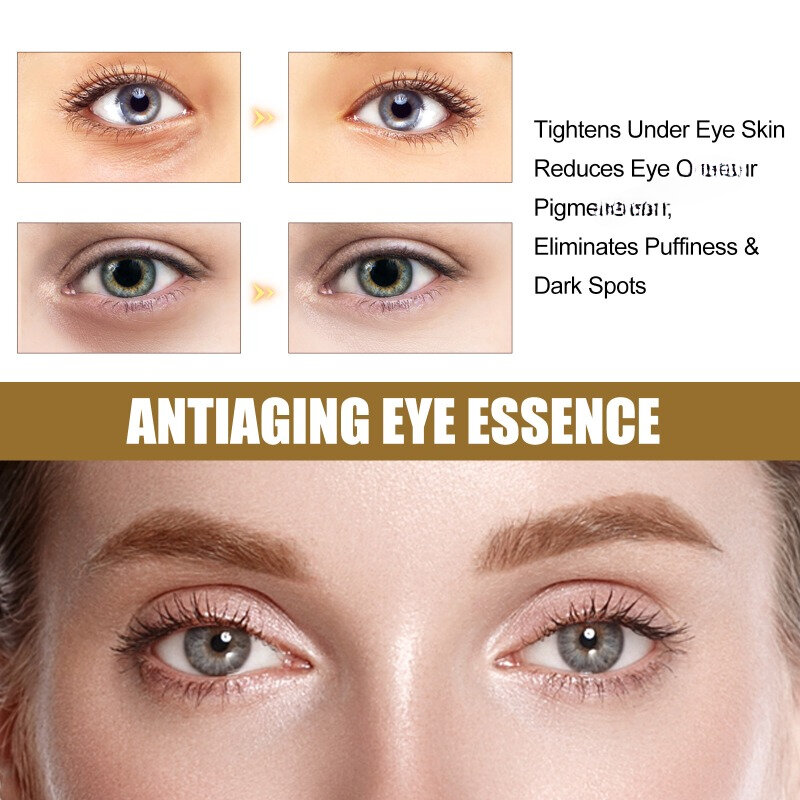 Anti Aging Eye Essence, Reduzir Linhas Finas, Fade Dark Circles, Eye Bags, Remoção de rugas, Encolher os poros, Iluminar a firmeza, Care Serum