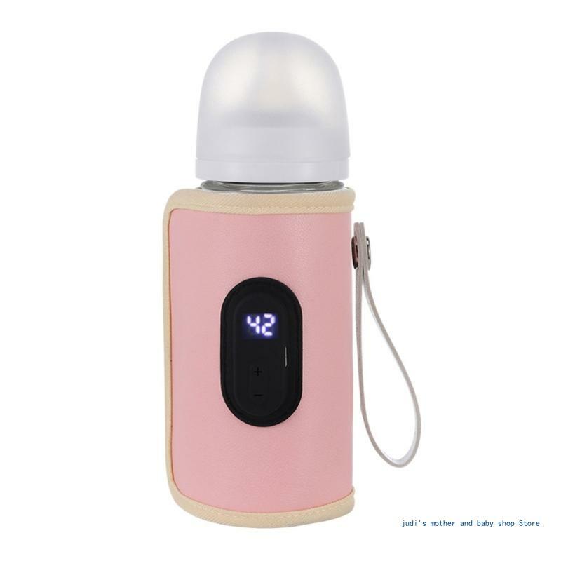 67JC 디지털 디스플레이 우유 병 히터 휴대용 수유 병 슬리브 케이스 밤 수유를위한 아기 병 따뜻한 키퍼