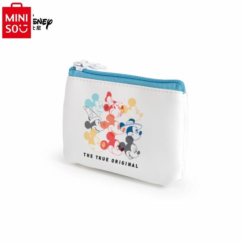 MINISO 2024 New Disney Mickey Cartoon Print Children's Multi functional Storage Bag Student Zero Wallet