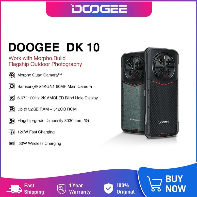 كاميرا رباعية Doogee-Morpho ، DK 10™شحن سريع 5 جم ، 5 جم ، شاشة عرض AMOLED ، ذاكرة رام 12 + 20 جيجابايت ، ذاكرة روم بجيجابايت ،