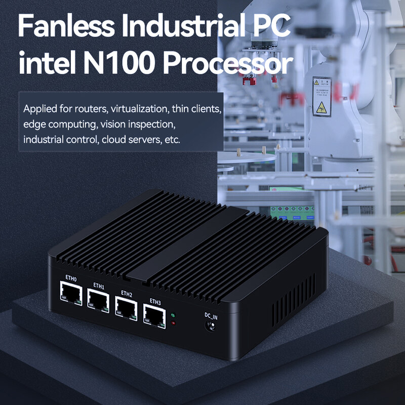 Pfsense-Mini PC Firewall N100 DDR5 M.2 NVMe SSD 4x Intel Ethenret i225V i226V Windows Linux X86, enrutador suave, Compatible con WiFi 4G LTE