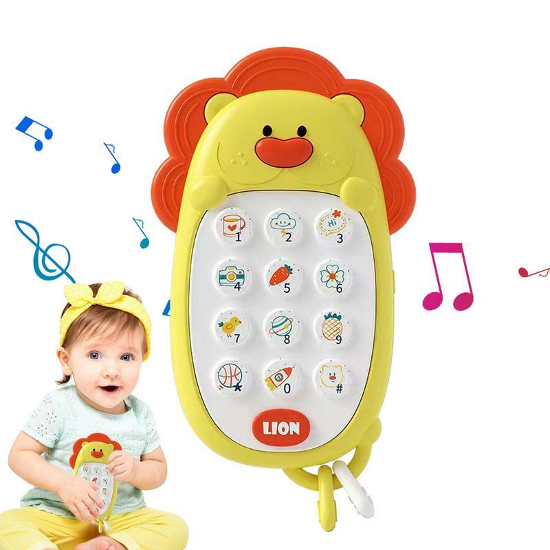 Juguete de aprendizaje de teléfono para bebés, juguetes interactivos de sonido de teléfono falso masticable, juguetes preescolares para niños en edad preescolar