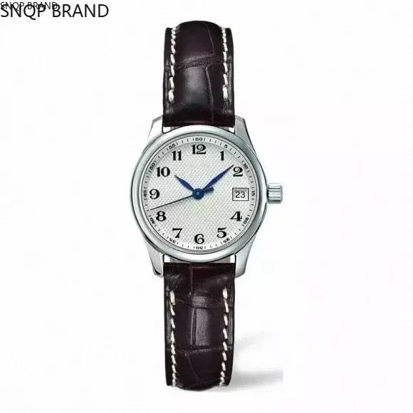 Luxury New Female Quartz Watch Stainless Steel Bracelet Blue Diamonds Dial Calendar Black Leather