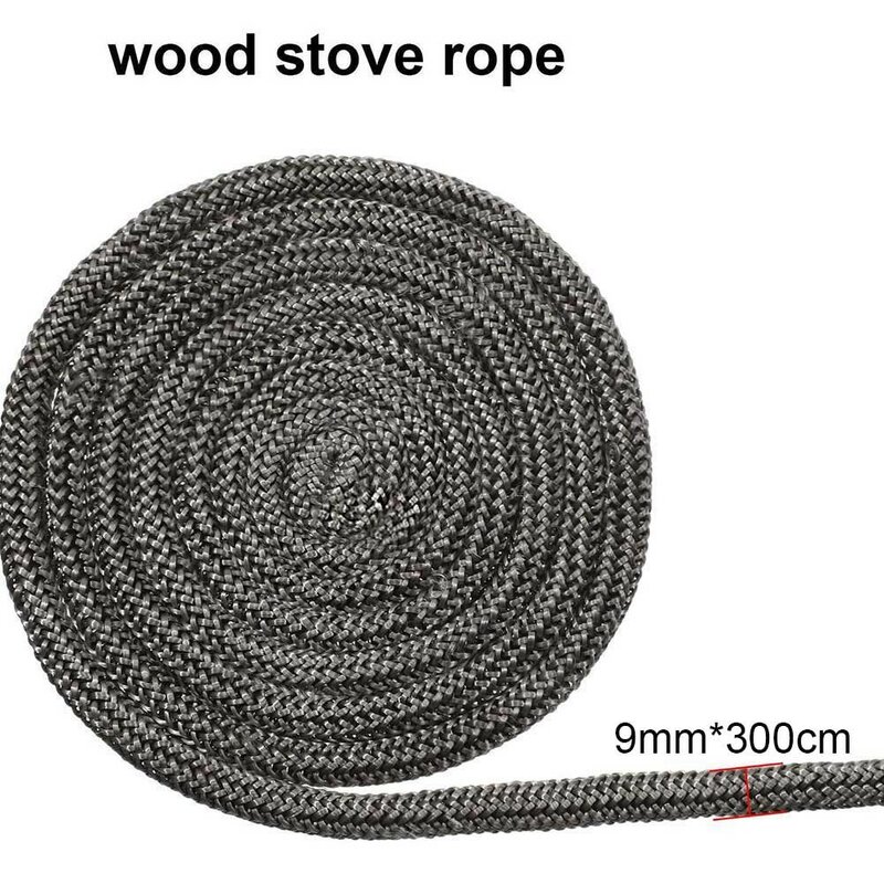 Cuerda de sellado de fibra de vidrio para chimenea, cordón de sellado autoadhesivo de 9mm, reemplazo para puertas de estufa de leña