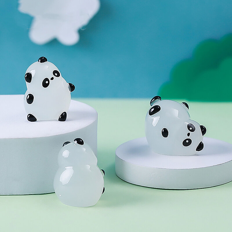 Ornamento Panda Brilhante, Mini Figurinhas, Acessórios em Miniatura, Brilham no Escuro