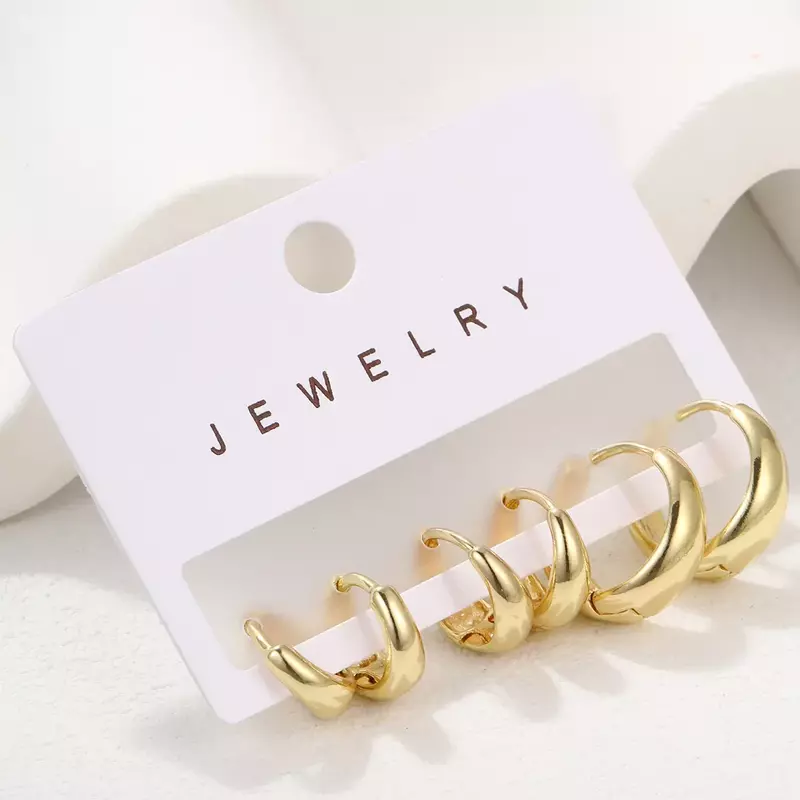 Anting lingkaran kecil minimalis, perhiasan Rock Unisex Punk lingkaran logam sederhana untuk wanita 6 buah/set