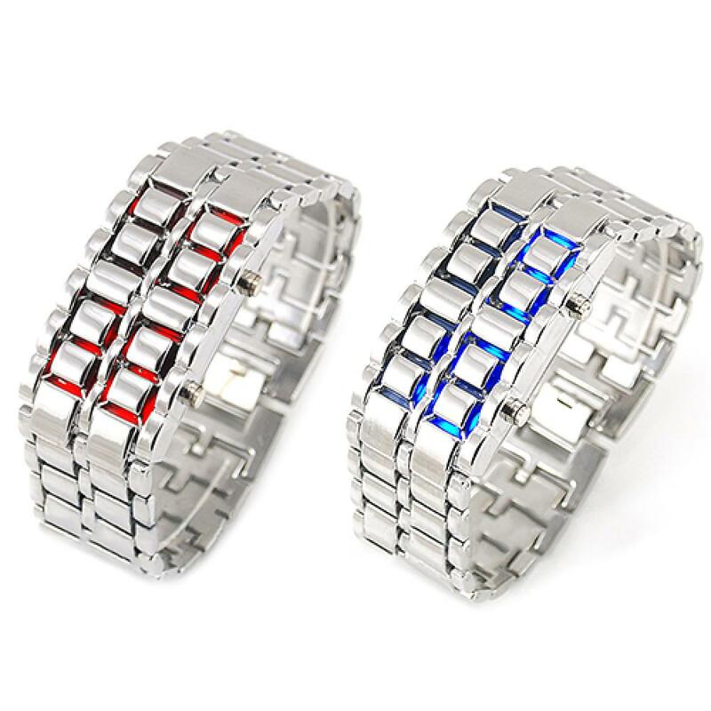 New Punk Cool Fashion Men\'s Women\'s Unsex Stainless Steel LED Digital Quartz Bracelet Watch Wristwatch for Daily