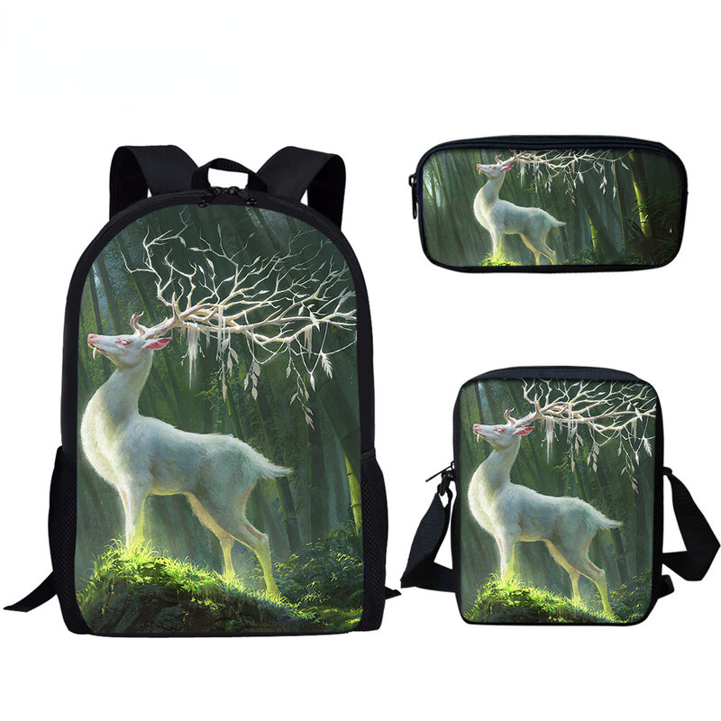 3 шт./комплект, рюкзак для ноутбука с 3D-принтом в виде оленя
