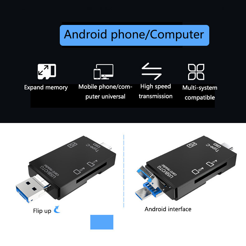 RYRA OTG مايكرو قارئ البطاقات SD USB 2.0 قارئ بطاقة ل USB C مايكرو SD محول فلاش حملة قارئ بطاقة الذاكرة الذكية نوع C محول