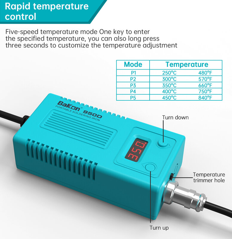 Bakon BK950C Soldering Iron Station C210 Portable Digital Display Constant Temperature Welding Tools For Phone Repairs