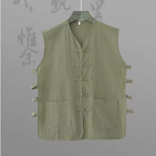 남성용 중국 전통 의상, 쿵푸 조끼, 코튼 린넨, 민소매 바이킹 해적 블라우스, 티셔츠 코트