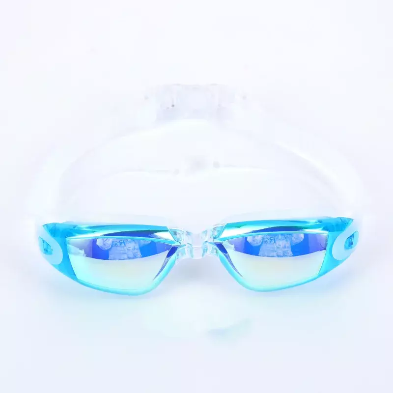 Óculos de natação anti-neblina galvanizados para adultos, tampões integrados de alta definição