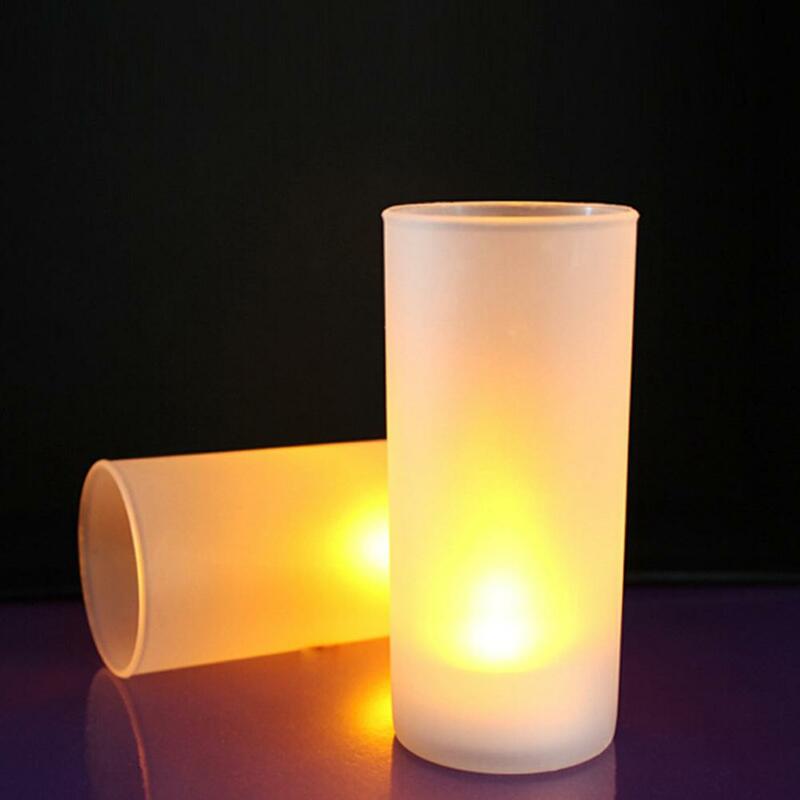شمعة إلكترونية عديمة اللهب قابلة لإعادة الشحن ، أضواء LED ، كوب من البلاستيك ، الشموع الزخرفية لعيد الحب ، الزفاف ، ديكور المنزل