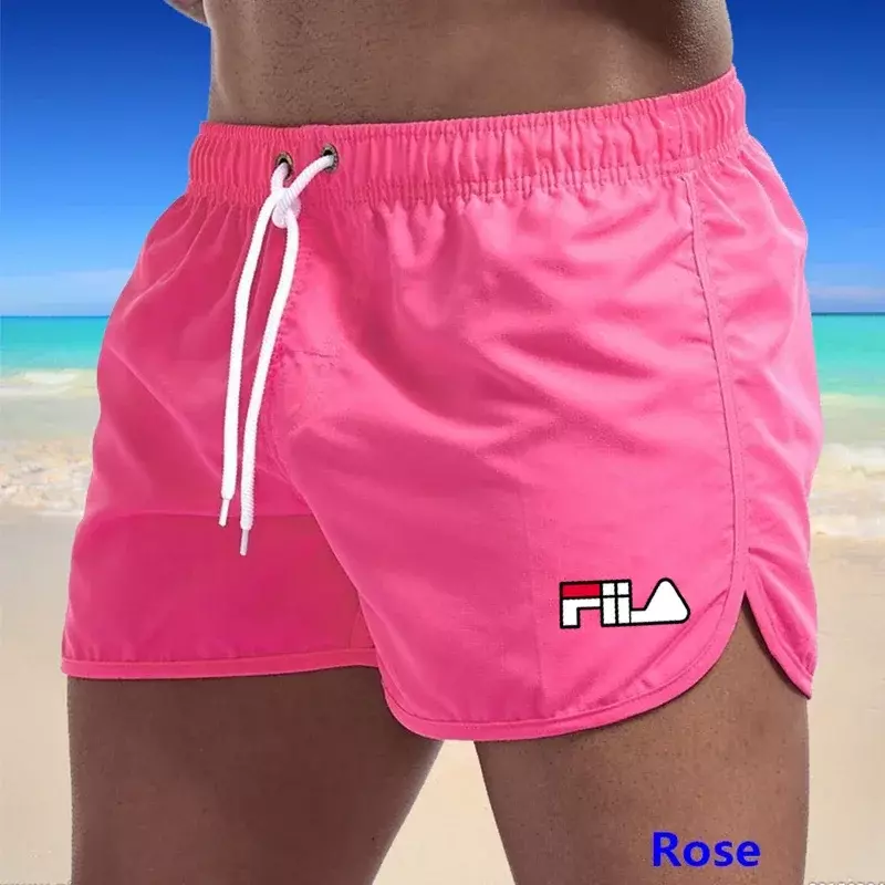 Pantaloncini da spiaggia Casual multicolori stampati ad asciugatura rapida e traspiranti da uomo, pantaloncini sportivi a tre vie da uomo Casual