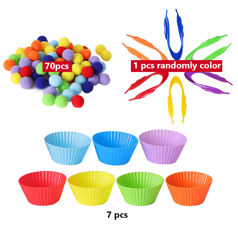 68/109 of Children's Fine Motor Skills Learning Counting Toys Colorful Plush Ball Sorting Games Montessori Early Education Toy