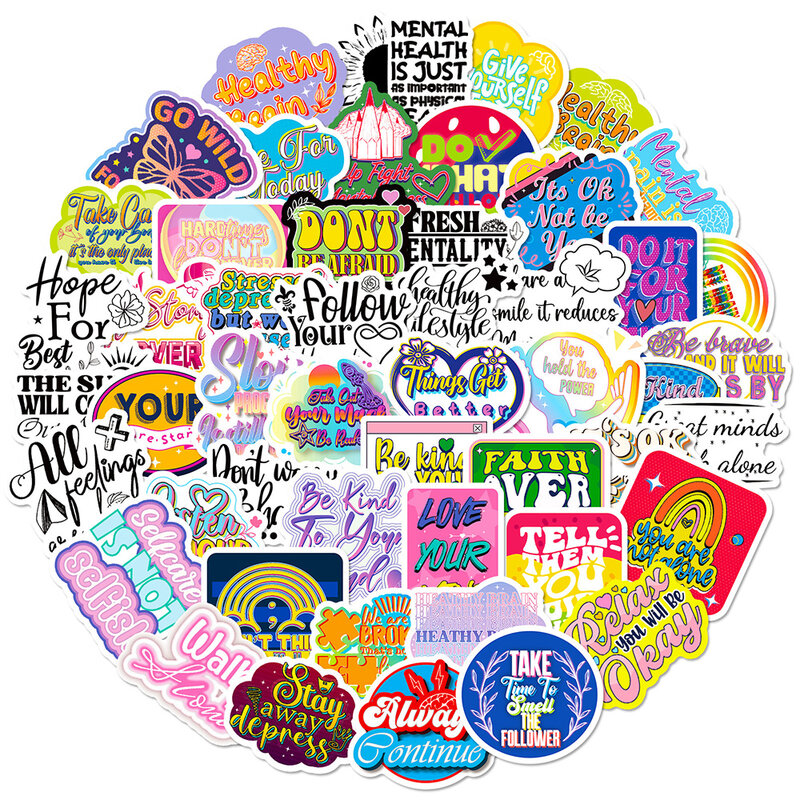 10/30/50/100pcs Inspirational English Text Cartoon Stickers decalcomanie adesive Graffiti impermeabili per custodia per telefono valigia per Notebook